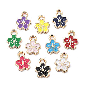 Alloy Enamel Charms, Golden, Flower Charm