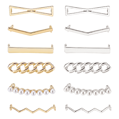 24Pcs 12 Style Zinc Alloy Shoes Buckle Clips, for Shoes Decoration, Mixed Shapes