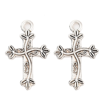 Тибетский стиль сплава цинка подвески, без свинца и без кадмия, крестик, 24.8x15.8x1.6 мм, отверстие : 2 мм, Около 500 шт / 500 г