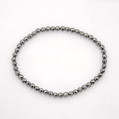 Немагнитные гематит браслеты простирания, граненые круглые