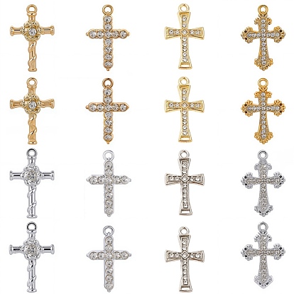 32шт 8 стили подвески со стразами из сплава, крестик