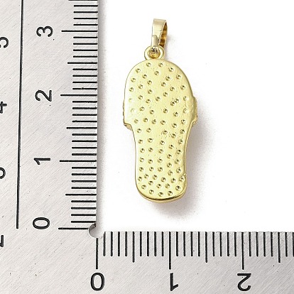 Brass Micro Pave Cubic Zirconia Pendants, with Enamel, Real 18K Gold Plated, Slipper
 with Evil Eye