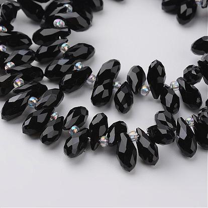 Glass Beads Strands, Top Drilled Beads, Faceted Teardrop