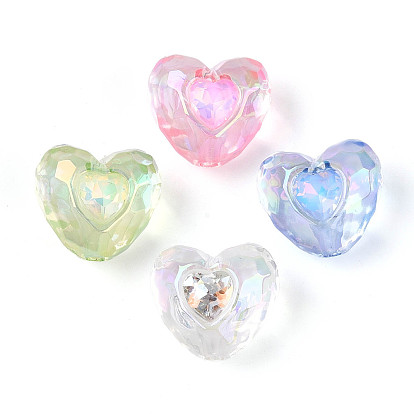Уф-покрытие прозрачные акриловые бусины, жемчужные, сердце, граненые