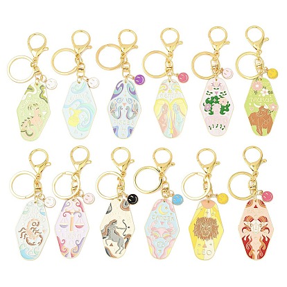 Двенадцать созвездий, стойки, эмалированный сплав, большие подвесные брелоки, с карабинами из железного сплава, звезда