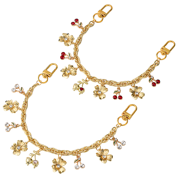 2 шт. 2 стили латунные цепочки для сумок декоративные, с подвеской в виде цветка вишни из сплава и застежками, аксессуары для замены сумок