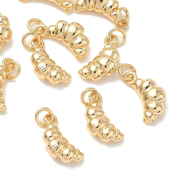 SHEGRACE Brass Charms, Cadmium Free & Nickel Free & Lead Free, Croissant Charms