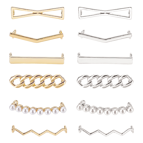 24pcs 12 clips de boucle de chaussures en alliage de zinc de style, pour les chaussures décoration, formes mixtes