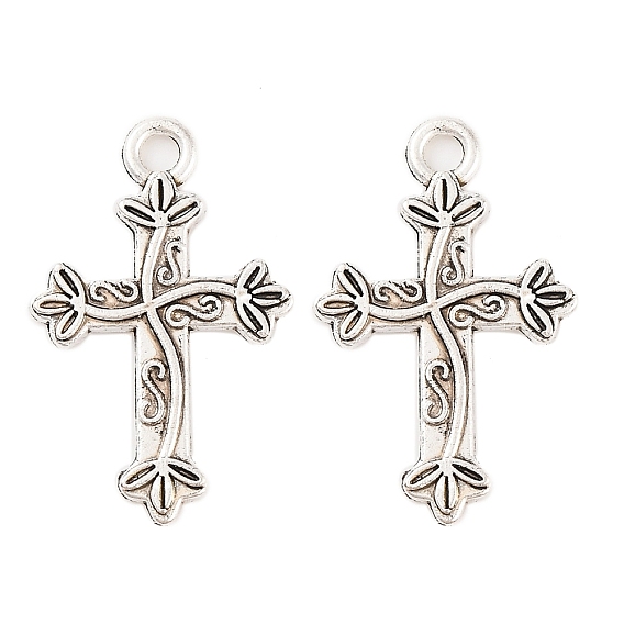 Тибетский стиль сплава цинка подвески, без свинца и без кадмия, крестик, 24.8x15.8x1.6 мм, отверстие : 2 мм, Около 500 шт / 500 г