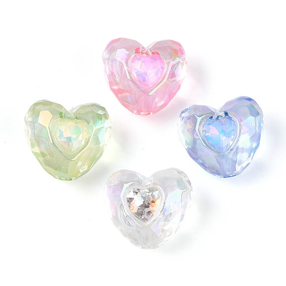 Уф-покрытие прозрачные акриловые бусины, жемчужные, сердце, граненые