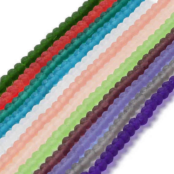 Прозрачные стеклянные бусины, граненые, матовые, рондель