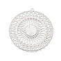 201 Stainless Steel Pendants, Flat Round with Mandala Pattern Charms, Etched Metal Embellishments