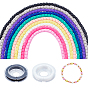 DIY Necklace/Bracelets Making, 10Pcs 10 Colors Column Handmade Polymer Clay Bead Strands, 2 Rolls Elastic Thread