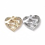 Alloy Pendants, with Crystal Rhinestone, Hand Heart Charm