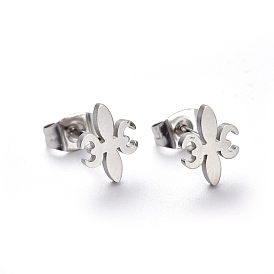 304 Stainless Steel Stud Earrings, Fleur De Lis