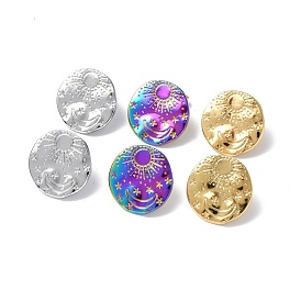 304 Stainless Steel Sun with Moon Stud Earrings for Women