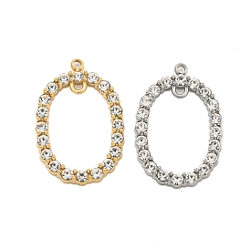 304 Stainless Steel Crystal Rhinestone Connector Charms, Oval Links