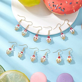 Висячие серьги из стеклянных бусин ручной работы в форме стаканчика мороженого для женщин, с 304 фурнитурой из нержавеющей стали, золотые