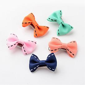 Железные заколки для волос , с ручной тканый бантом, платина, 36x22x11 мм