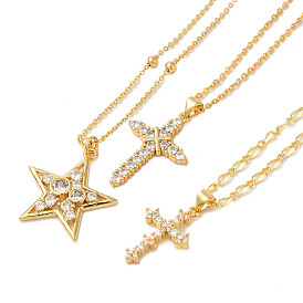 Real 18K Gold Plated Brass Micro Pave Clear Cubic Zirconia Pendant Necklaces for Women