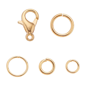 Brass Open Jump Rings, with Brass Lobster Claw Clasps
