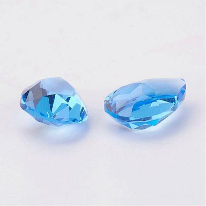 Faceted K9 Glass Pointed Back Cabochons, Drop