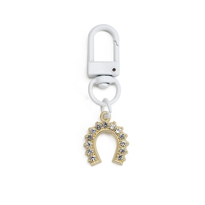 Alloy Keychains, with Rhinestone Pendants, Arch
