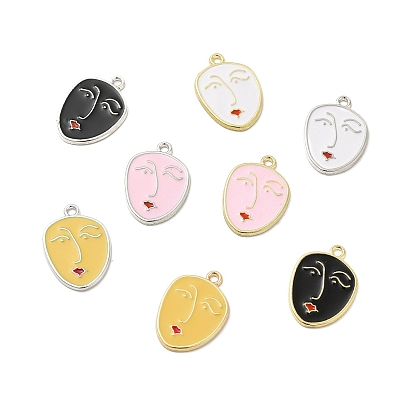 Alloy Enamel Pendants, Women's Face Charm