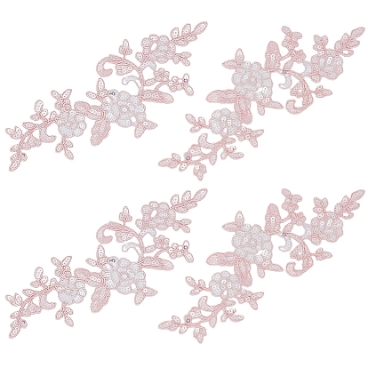 4 Пары аппликаций из полиэстера с цветочным рисунком, пришиваем заплатки из фетра, костюм украшение аксессуары, с блестками