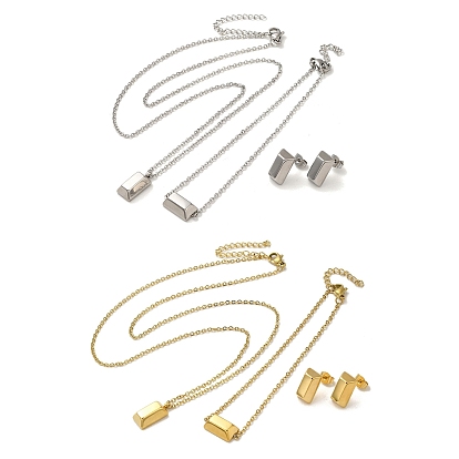 Rectángulo 304 conjuntos de collares, pulseras y aretes con colgante de acero inoxidable para mujer