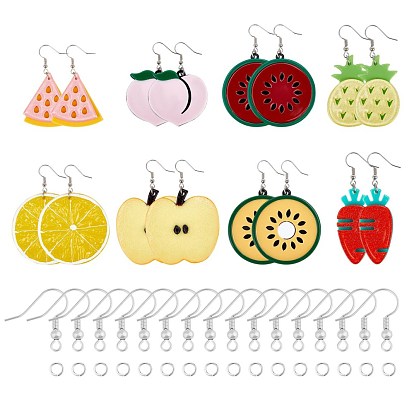 DIY Earring Making, with Cellulose Acetate(Resin)Pendants, Brass Earring Hooks and Iron Jump Rings, Mixed Shapes