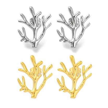 304 серьги-гвоздики в виде веток дерева из нержавеющей стали