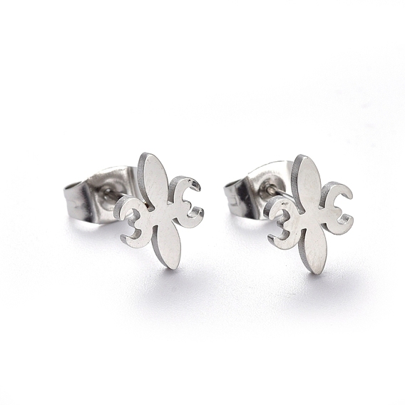 304 Stainless Steel Stud Earrings, Fleur De Lis