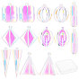 14Pcs 7 Style Transparent Acrylic Pendants, Laser Style, Loops, Bullet & 3D Triangle & Rhombus & Rectangle & Flat Round & Ring