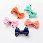 Iron Alligator Hair Clips, with Handmade Woven Bowknot, Platinum, 36x22x11mm