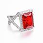 Trendy Brass Micro Pave Cubic Zirconia Finger Rings, Rectangle, Platinum, Mixed Size