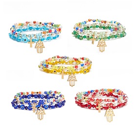 3шт 3 набор браслетов из стекла и лэмпворк, женские браслеты с крестом и хамсой