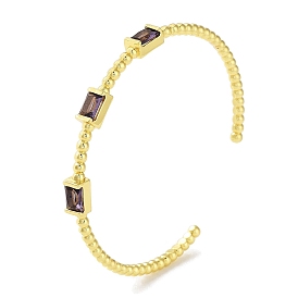 Прямоугольные латунные браслеты с открытыми манжетами и стеклянным паве для женщин, реальный 18 k позолоченный