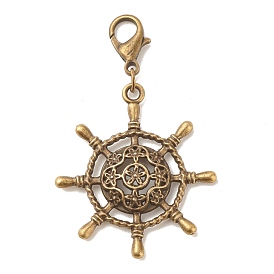 Tibetan Style Alloy Helm Pendant Decorations, Lobster Clasp Charms, for Keychain, Purse, Backpack Ornament