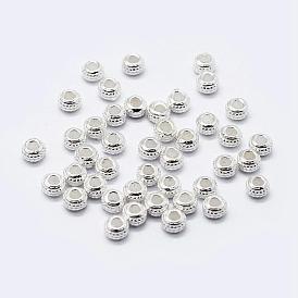 925 Sterling Silver Beads, Grooved, Rondelle