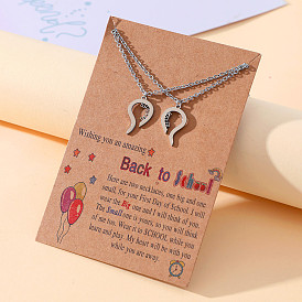 Stainless Steel Heart Fish Hook Mother Daughter Necklace with Engraving - Back to School
