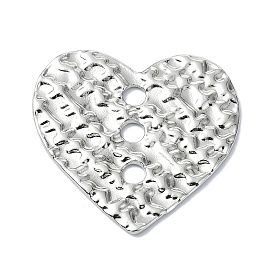 Rack Plating Alloy Links, Textured Heart Connector Charms