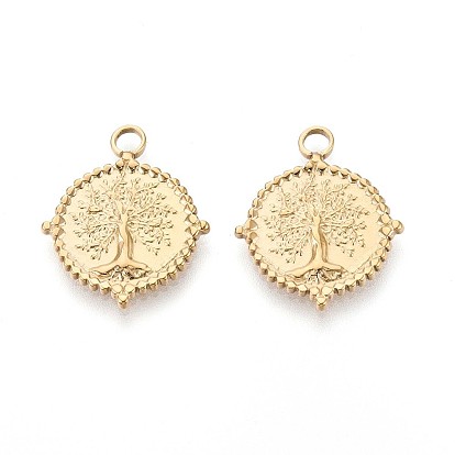 304 подвески из нержавеющей стали, плоская круглая с подвеской дерево жизни