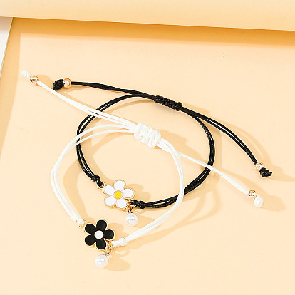 European and American Personality Flower Couple Braided Bracelet Hand Rope Female