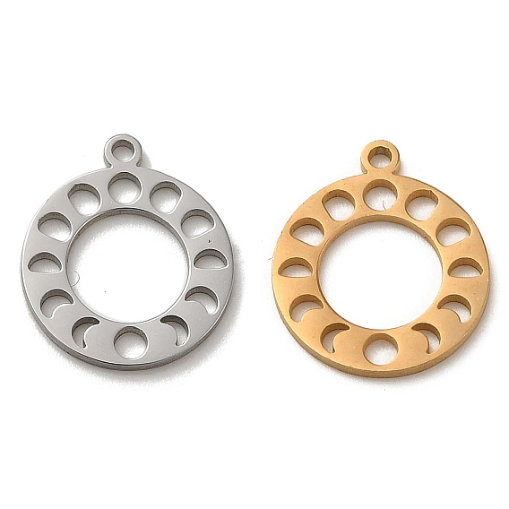 304 прелести нержавеющей стали, лазерная резка, круглое кольцо с подвеской в виде фаз луны