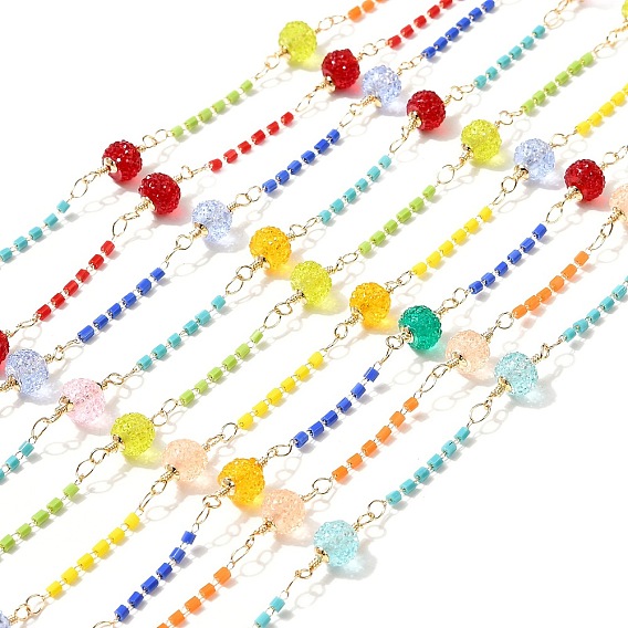 Латунные шестиугольные колонны со стеклянными бусинами и круглыми бусинами из смолы, пайки, с катушкой, долговечный, золотые