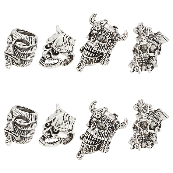 8Pcs 4 Style Tibetan Style Alloy Beads