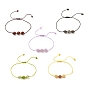 Natural Gemstone Beaded Bracelets Set, Adjustable Bracelet for Women