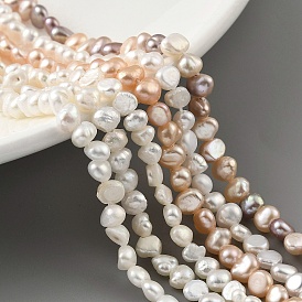 Natural Cultured Freshwater Pearl Beads Strands, Two Sides Polished