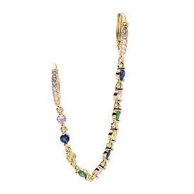 Двойные серьги-кольца с разноцветными кубическими циркониями и подвесками, стеллаж для латунных украшений для женщин, без кадмия и без свинца